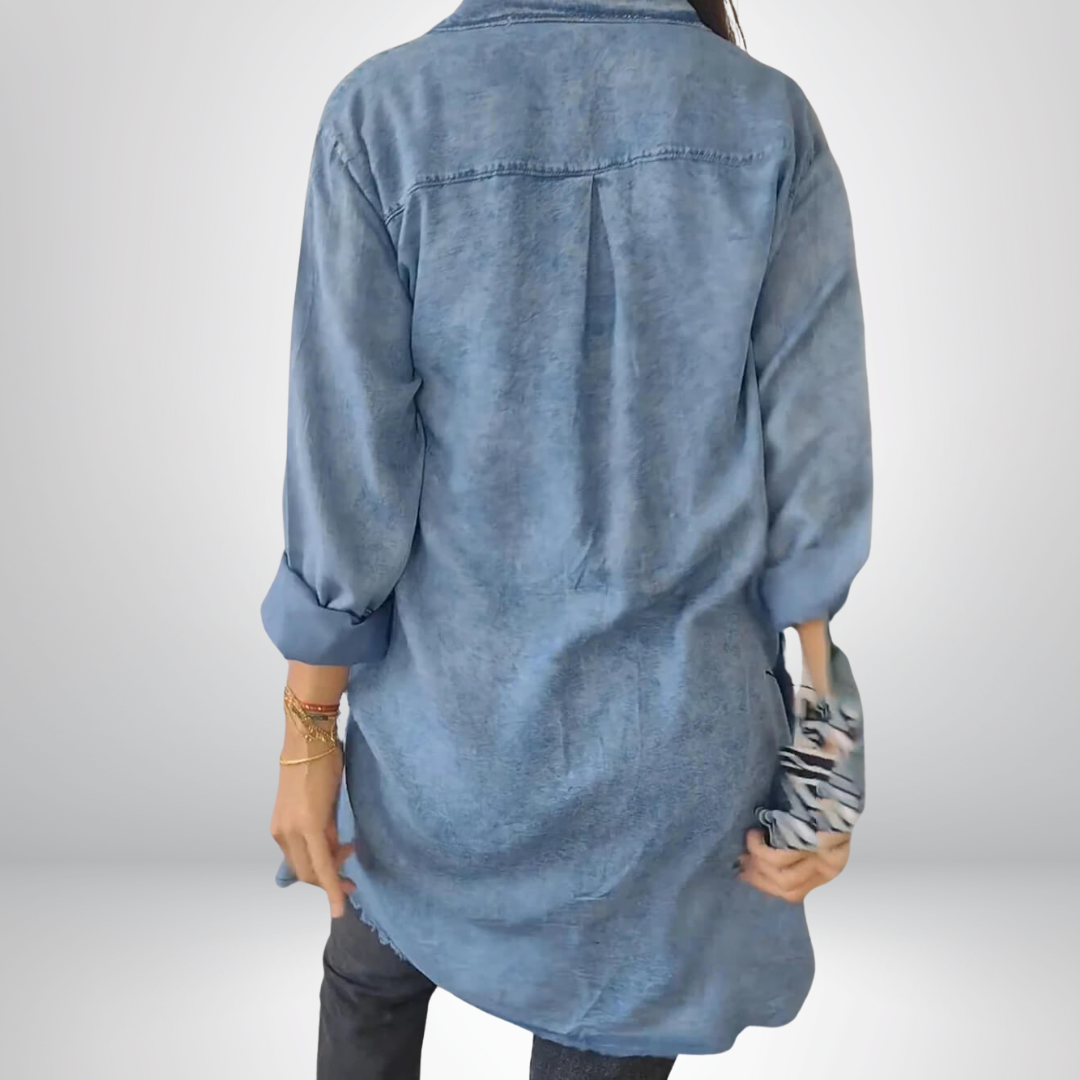 Lynor™ | Long-Sleeve Denim Jacket – Stylish & Versatile with Collar