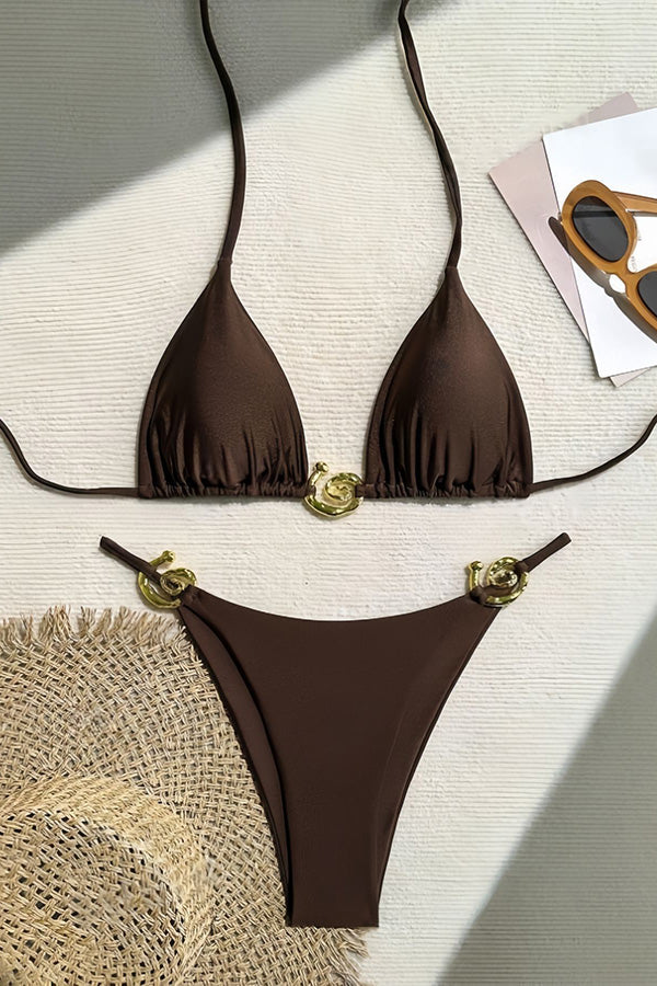 Lynor™ | Triangle Style with Metallic Details & Ties Two-Piece Bikini