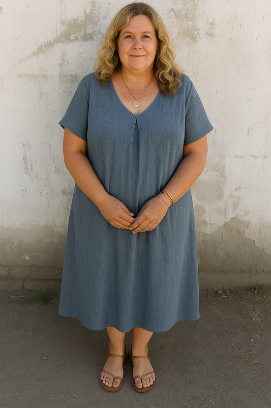 Lynor™ | Casual V-Neck with Tummy Coverage Linen Dress