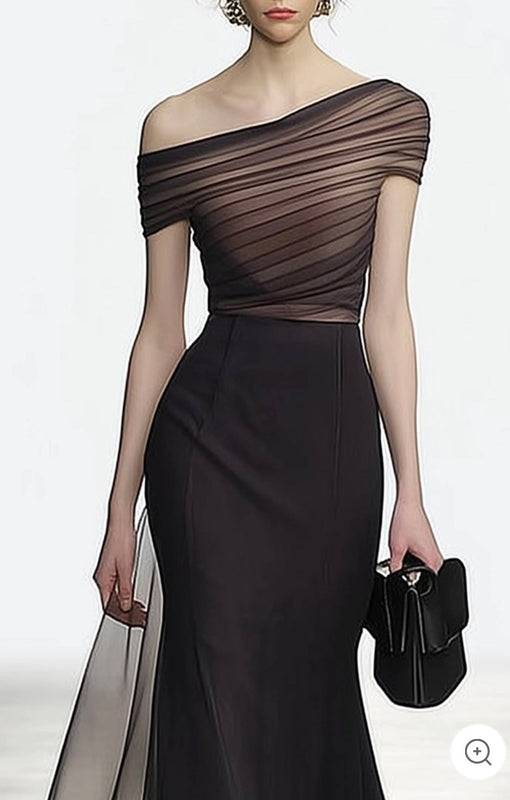 Lynor™ | Off-Shoulder Mesh Evening Dress