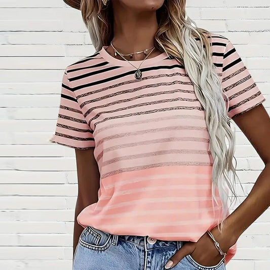 Lynor™ | Striped Short Sleeve Round Neck T-Shirt