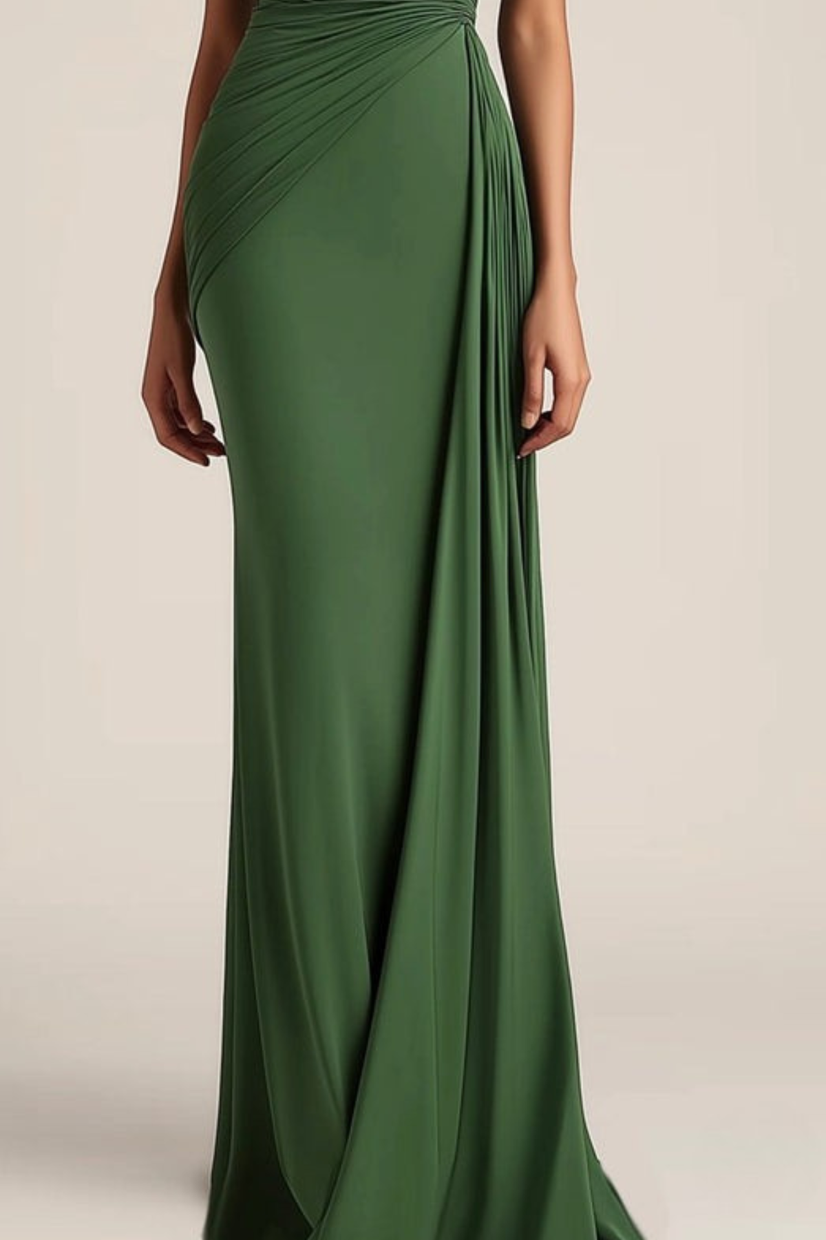Lynor™ | Green One-Shoulder Elegant Evening Dress