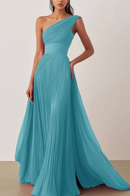 Lynor™ | One-Shoulder Pleated Evening Dress