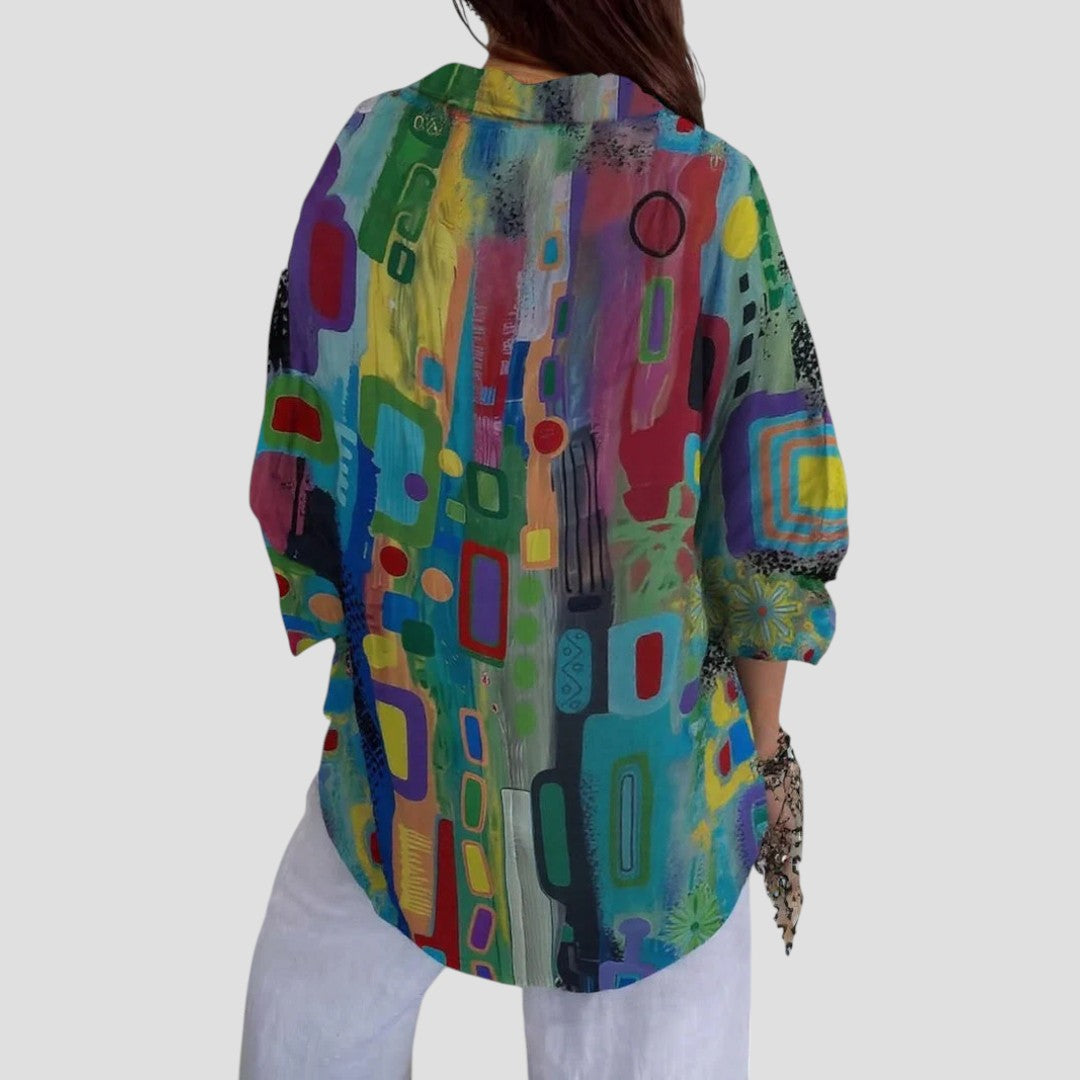 Lynor™ Elegant Blouse – Chic Geometric Pattern