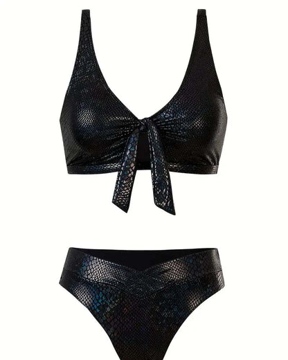 Lynor™ | Triangle High-Cut Bikini Top – Snake Print