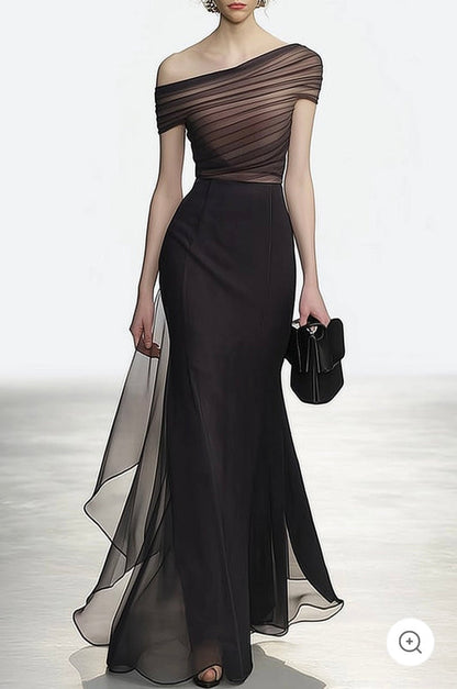 Lynor™ | Off-Shoulder Mesh Evening Dress