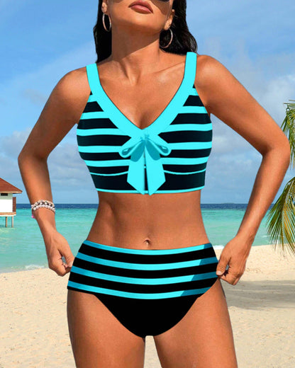 Lynor™ | High-Waisted Striped Bikini for Flattering Summer Confidence