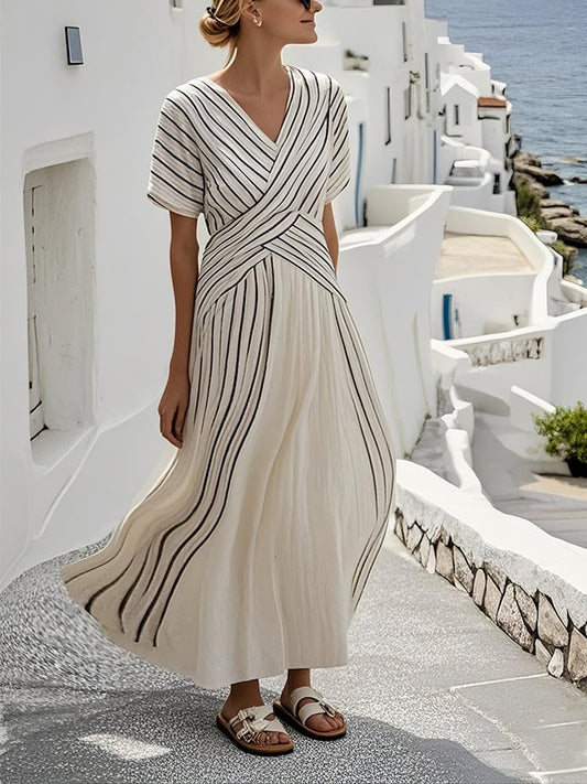 Lynor™ | Loose-Fitting Dress – Stripe Pattern