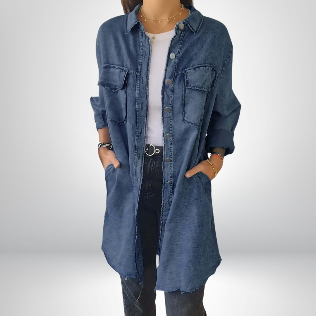 Lynor™ | Long-Sleeve Denim Jacket – Stylish & Versatile with Collar