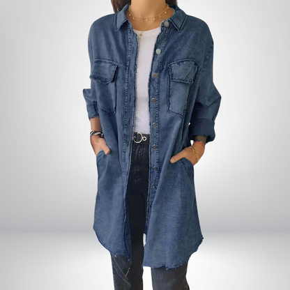 Lynor™ | Long-Sleeve Denim Jacket – Stylish & Versatile with Collar