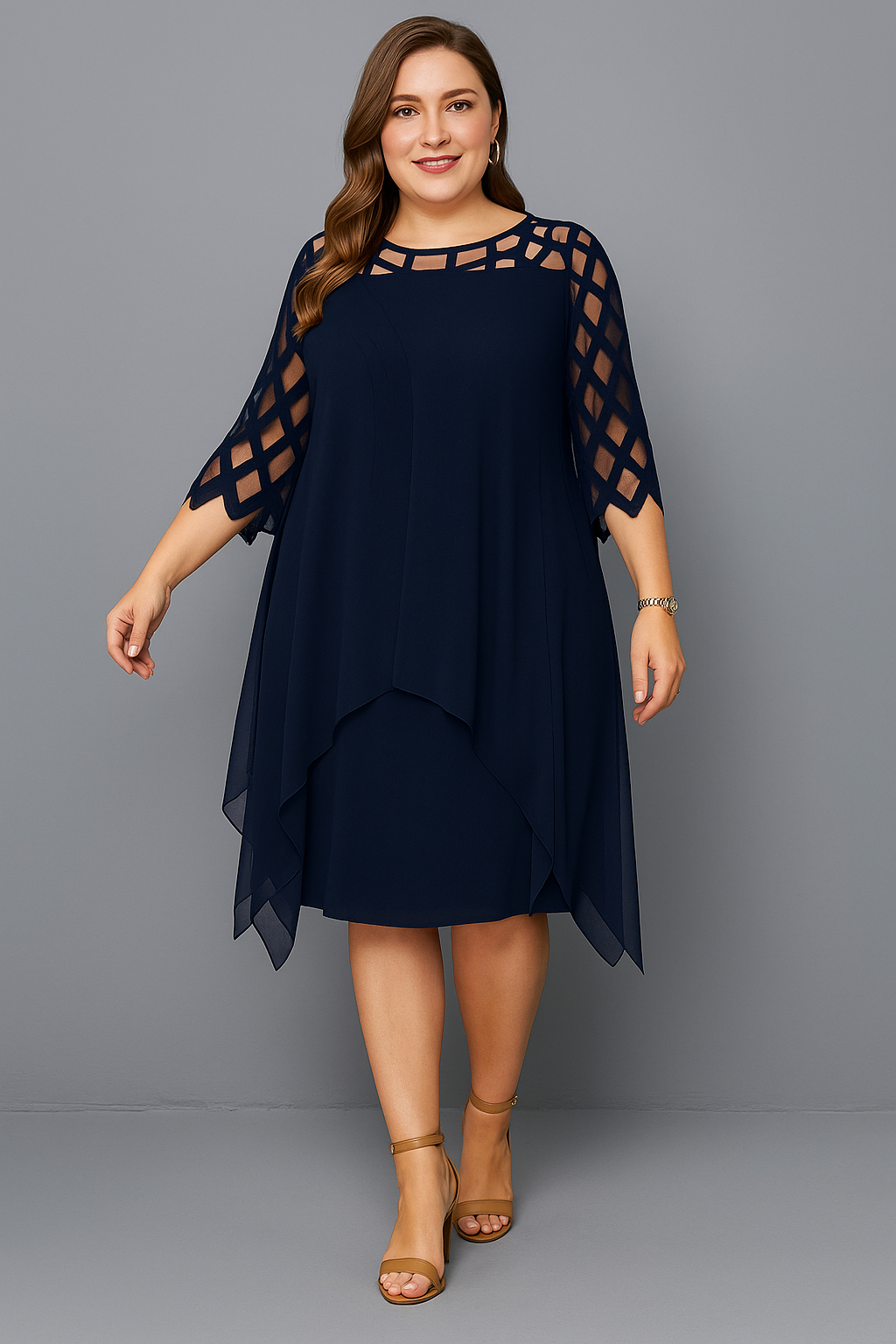 Lynor™ | Elegant Lace Sleeves & Belly Coverage Dress