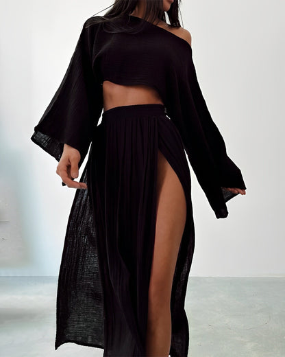 Lynor™ | Chic Slit linen two-piece set