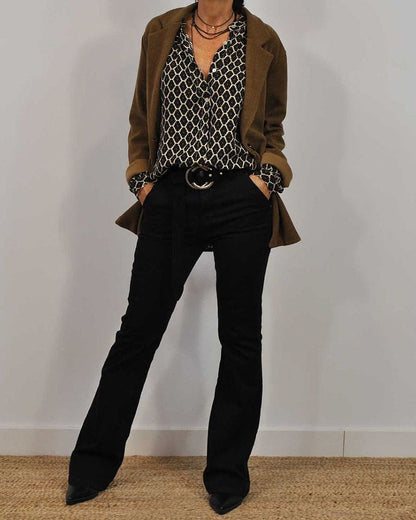 Lynor™ | Relaxed V-Neck Midi Shirt