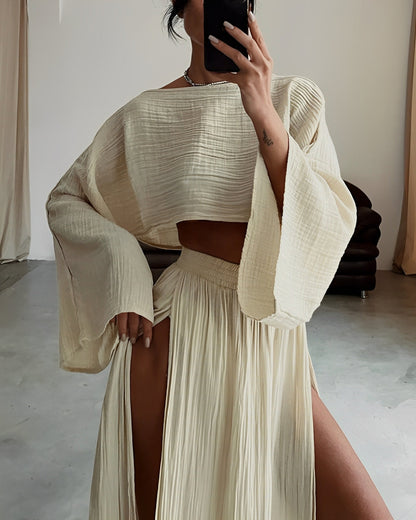 Lynor™ | Chic Slit linen two-piece set