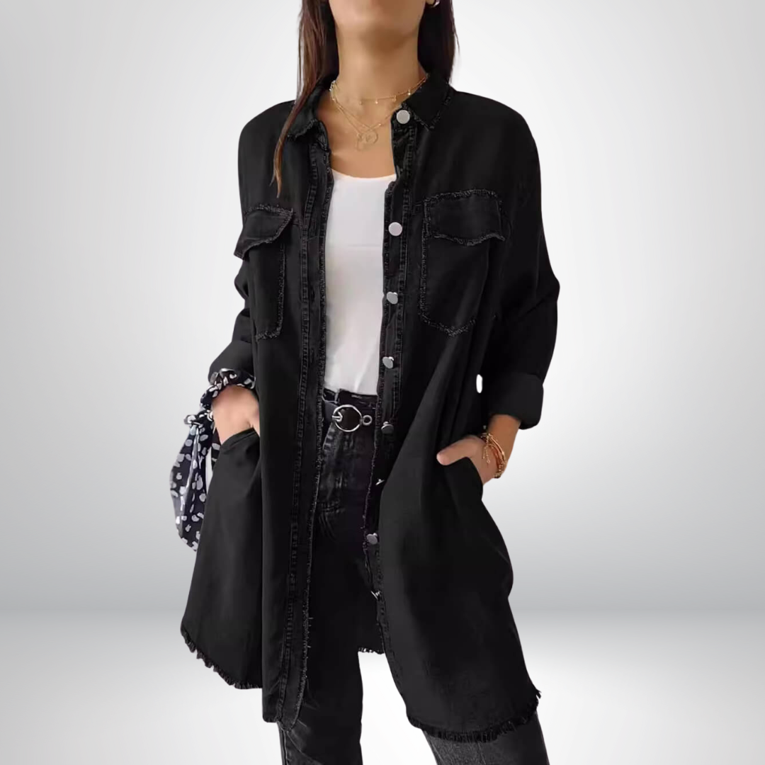 Lynor™ | Long-Sleeve Denim Jacket – Stylish & Versatile with Collar