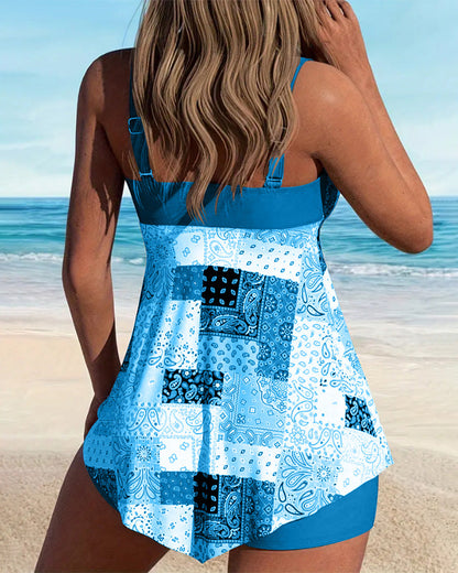 Lynor™ | Patterned Boxer Tankini Set