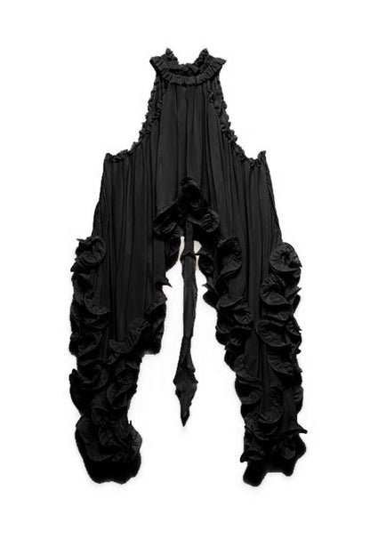Lynor™ | Ruffled Hem & Neck Tie Flared Top