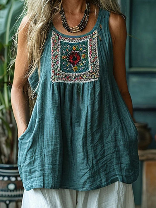Lynor™ | Bohemian Vintage Top – Casual Style with Pockets