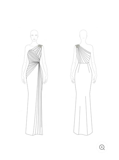 Lynor™ | Green One-Shoulder Elegant Evening Dress