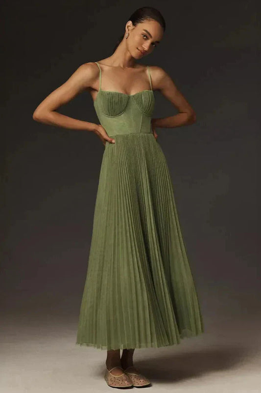 Lynor™ | Pleated Tulle Midi Dress Elegant Charm