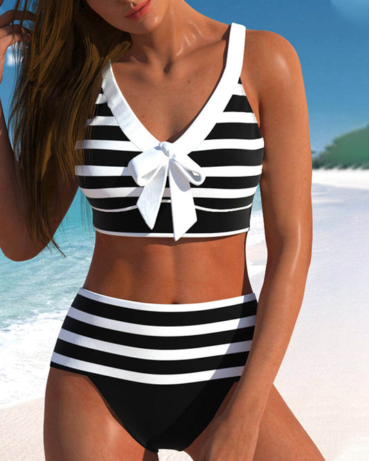 Lynor™ | High-Waisted Striped Bikini for Flattering Summer Confidence