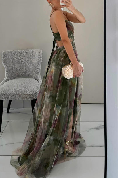 Lynor™ | Elegant Floral Long Dress – Flowing Grace in Full Bloom