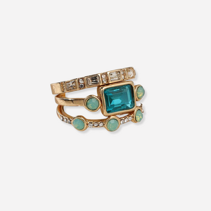 Lynor™ | Vintage Blue Crystal Ring Set