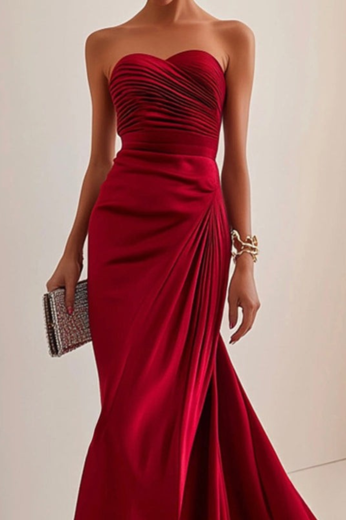 Lynor™ | Strapless Luxe Evening Dress Red