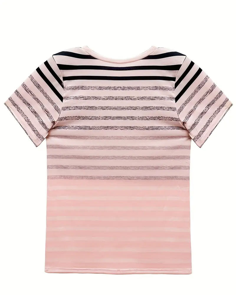Lynor™ | Striped Short Sleeve Round Neck T-Shirt