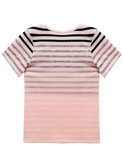 Lynor™ | Striped Short Sleeve Round Neck T-Shirt