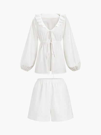 Lynor™ | Ruffles & Puff Sleeves Two-Piece Set