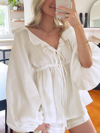 Lynor™ | Ruffles & Puff Sleeves Two-Piece Set