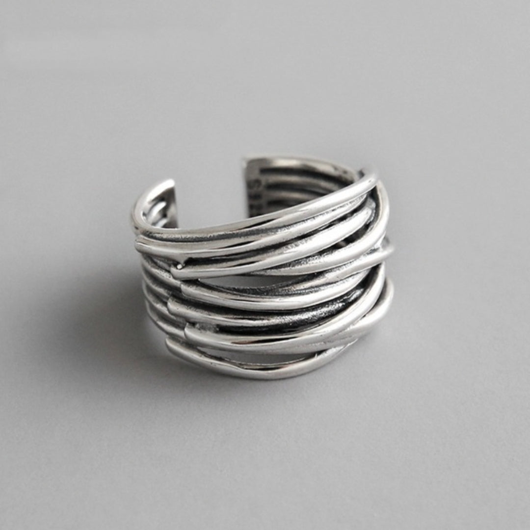 Lynor™ | Adjustable Layered Silver Ring