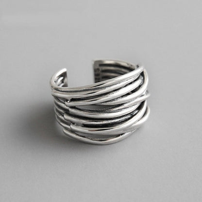 Lynor™ | Adjustable Layered Silver Ring