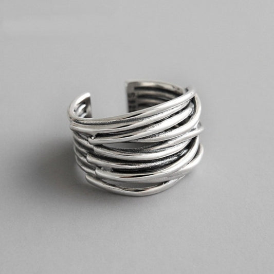Lynor™ | 925 Sterling Silver Adjustable Layered Ring – Sleek Modern Elegance
