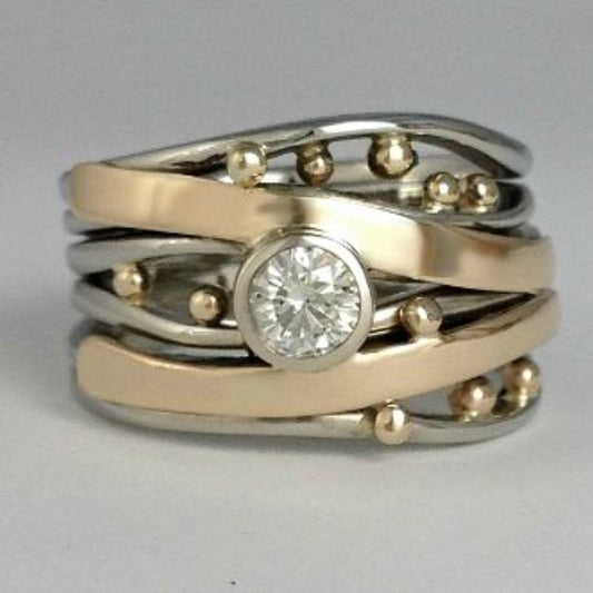 Lynor™ | Vintage Gold-Inlaid Zirconia Ring