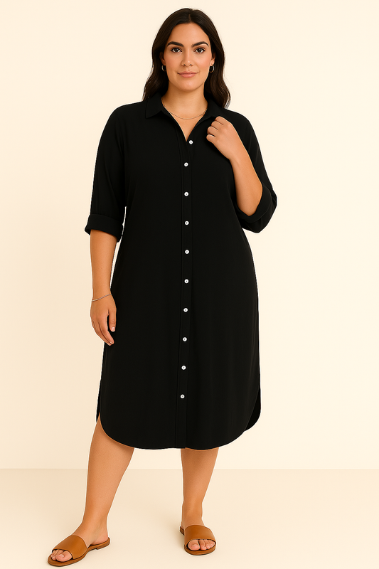 Lynor™ | Cotton Comfort with Belly Coverage Shirt Dress