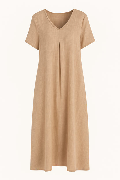 Lynor™ | Casual V-Neck with Tummy Coverage Linen Dress