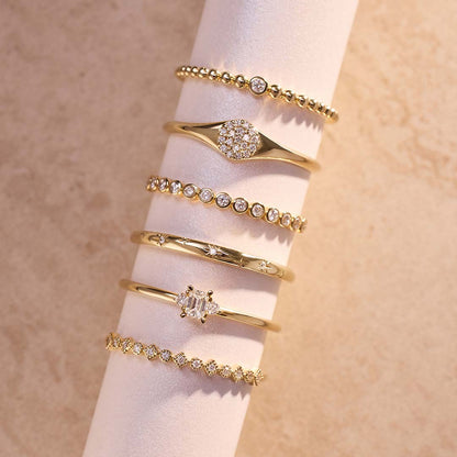 Lynor™ | Diamond Fan Ring – Radiant 14K Gold with Sculptural Sparkle
