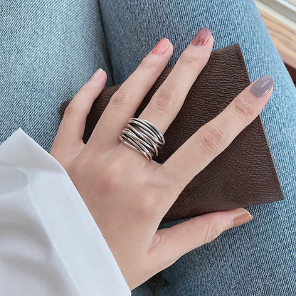 Lynor™ | 925 Sterling Silver Adjustable Layered Ring – Sleek Modern Elegance