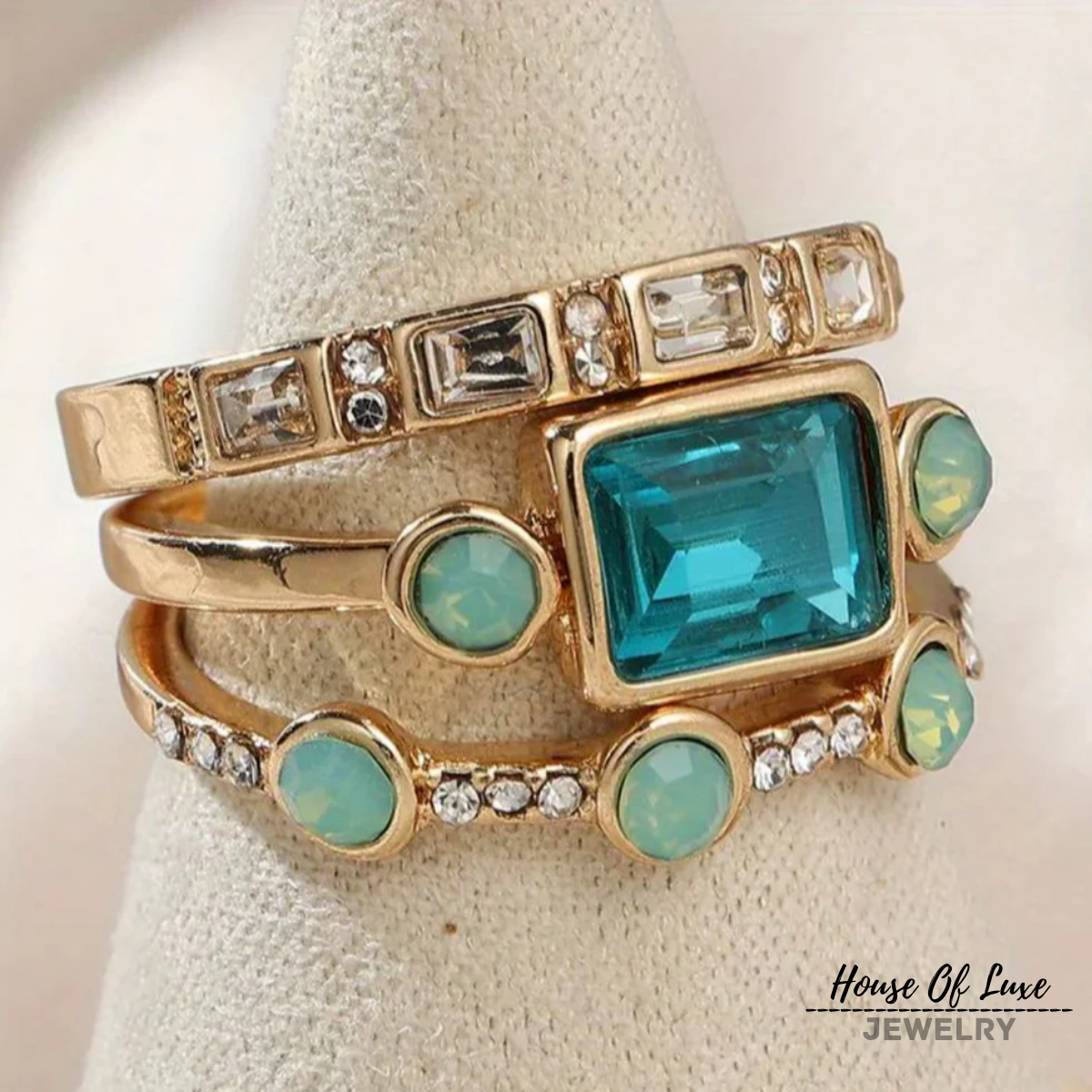 Lynor™ | OCEAN – Vintage Crystal Ring Set with Coastal Elegance and Timeless Sparkle