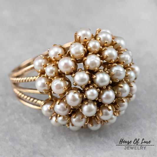 Lynor™ | Blush Inlaid Pearls Ring – Delicate Glow with Feminine Grace