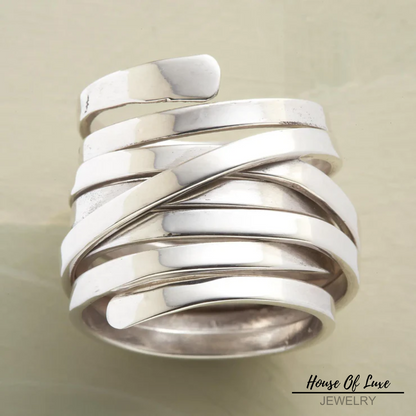 Lynor™ | Vintage Layered Silver Ring – Bold Design with Timeless Edge