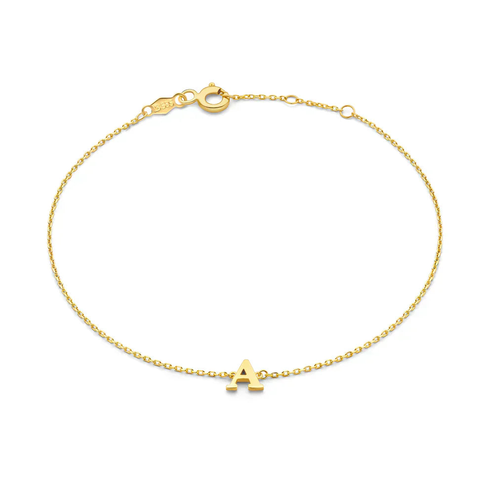 Lynor™ | Vita Signa Initial Bracelet – Personalized 14K Gold with Elegant Simplicity