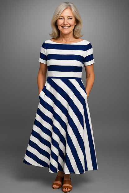 Lynor™ | Handcrafted Striped Maxi Dress – Artisan Elegance with Boho Charm