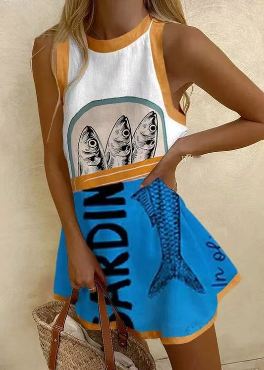 Lynor™ | Blue Print Mini Dress