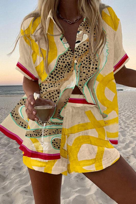 Lynor™ | Leopard Print Short Linen Set