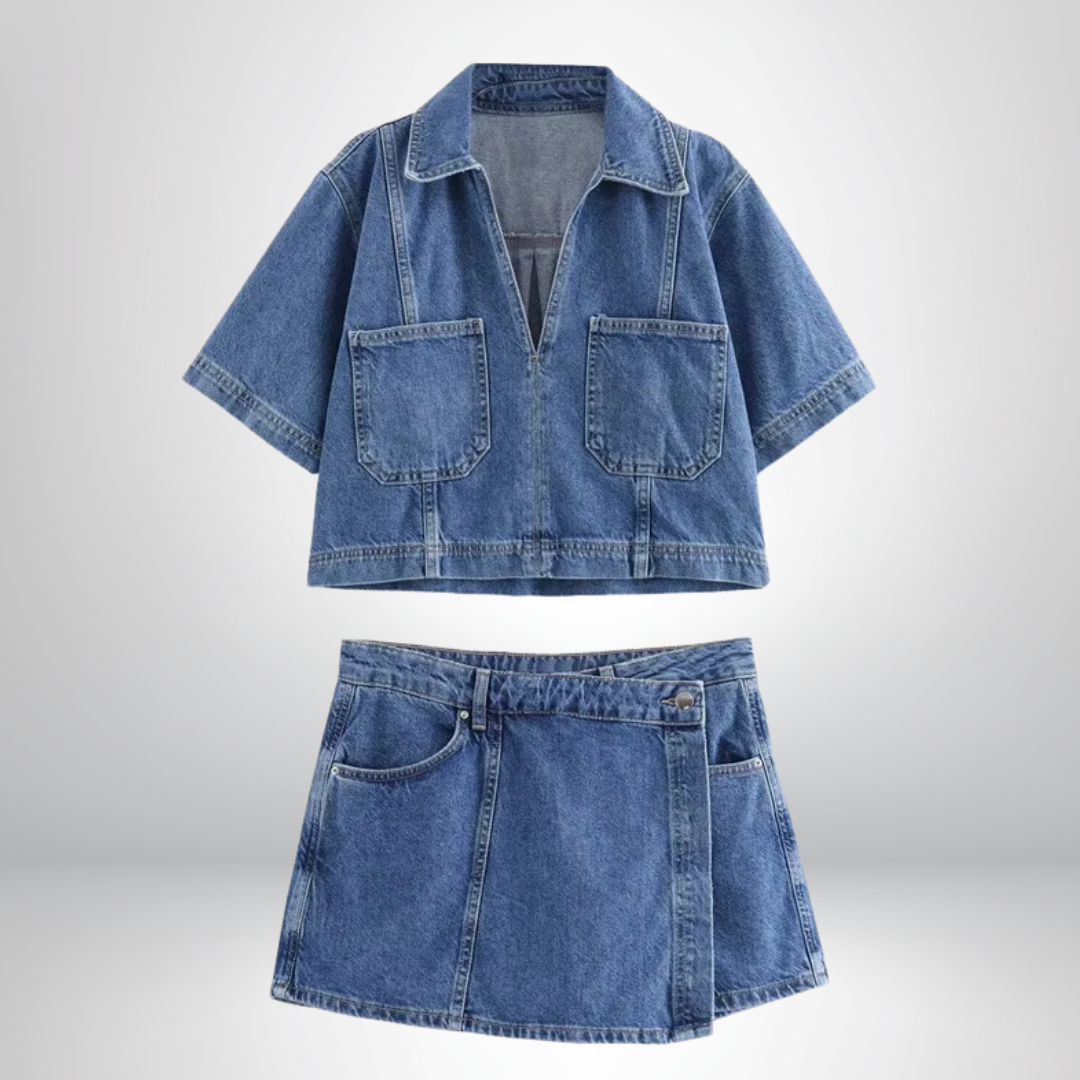 Lynor™ | V-Neck Denim Set