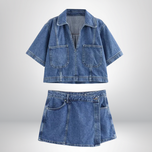 Lynor™ | V-Neck Denim Set