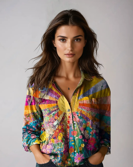 Lynor™ | Radiant Sunflower Blouse – Bright, Cheerful Style in a Blooming Design